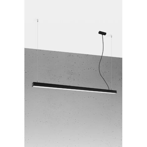 Lampada a sospensione lineare a barra dritta a LED integrata da 145 cm, nera 3000K Lámpara colgante de barra recta lineal LED integrada de 145 cm negro 3000K