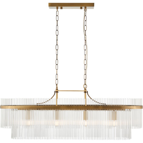 Lampada a sospensione lineare Art Déco ottone Marietta Endon