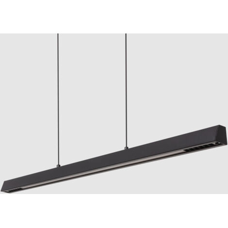 Lampada a Sospensione Lineare LED 42W Alluminio CCT Doppia Luce Funky Chaka Nero Selezionabile (Caldo-Naturale) 2700K - 3500K - 4000K