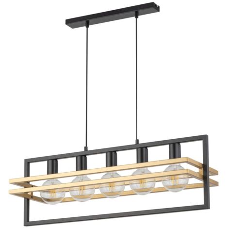 Lampada a sospensione loft 5 luci nero/oro Merci Sigma