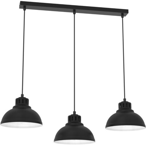 Lampada a sospensione loft nera 3 luci E27 Sven Luminex