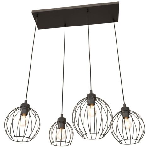 Lampada a sospensione loft nera 4 sfere E27 Nando Emibig