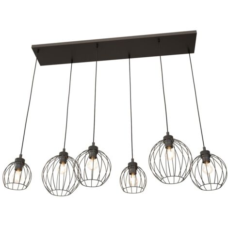 Lampada a sospensione loft nera 6xE27 Nando Emibig