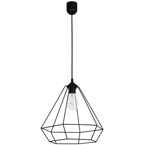Lampada a sospensione loft nera Alma 1xE27 15W Luminex