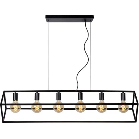 Lampada a sospensione loft nera Fabian 6xE27 Lucide