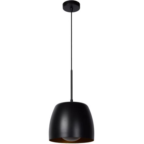 Lampada a sospensione loft nera interno oro Nolan E27 Lucide