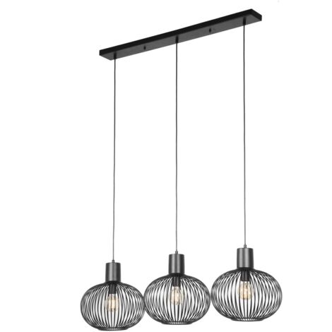 Lampada a sospensione loft nera metallo Gila Trio 3xE27