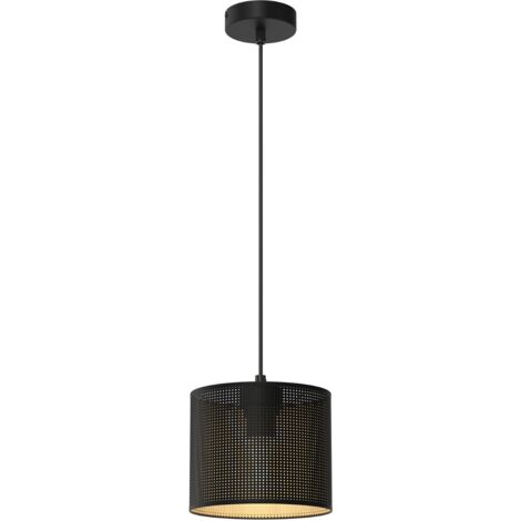 Lampada a sospensione loft nera oro Ø18 E27 Luminex
