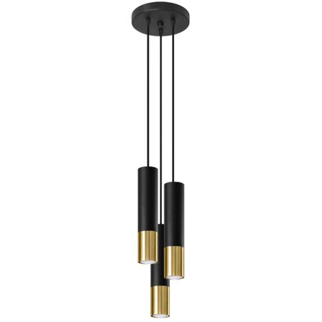 Lampada a sospensione Loopez oro nero 20x90x20cm Sollux