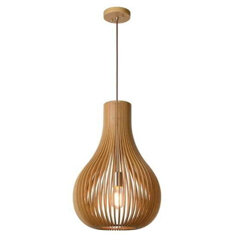Lampada a sospensione Lucide BODO legno chiaro Ø38 E27