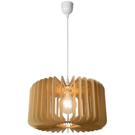 Lampada a sospensione Lucide Etta legno chiaro E27 Ø39