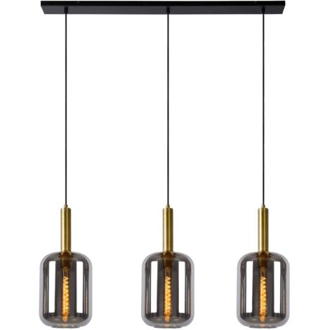 Lampada a sospensione Lucide Joanet 3xE27 vetro fumé