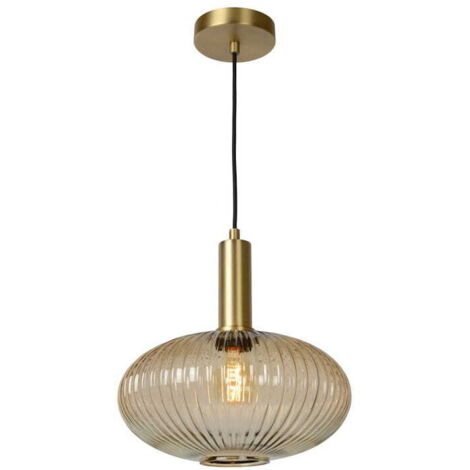 Lampada a sospensione Lucide Maloto Ø30 vetro bronzo
