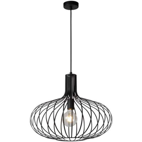 Lampada a sospensione Lucide Manuela metallo nero E27 Ø50
