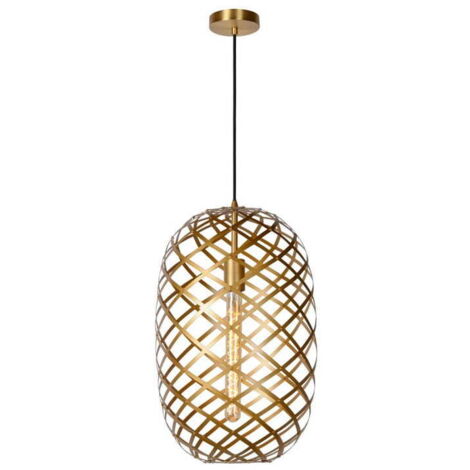 Lampada a sospensione Lucide Wolfram Ø32 ottone E27