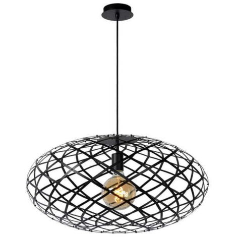 Lampada a sospensione Lucide Wolfram nera metallo Ø65 E27