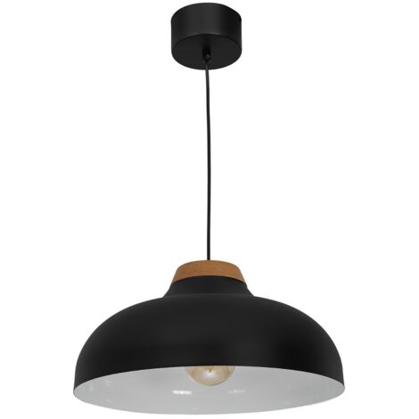 Lampada a sospensione Luminex Burgos nera legno Ø40