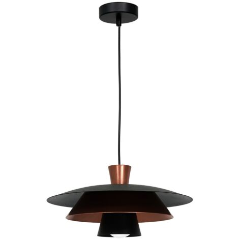 Lampada a sospensione Luminex Plato nera rame Ø34 E27