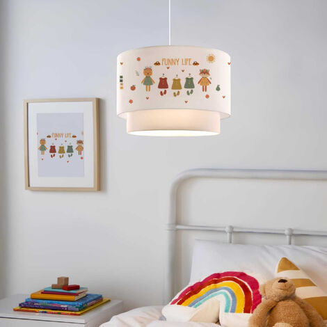 Lampada a Sospensione Lurgan per Cameretta Decorato con Animali Vestiti - Bianco lux.pro