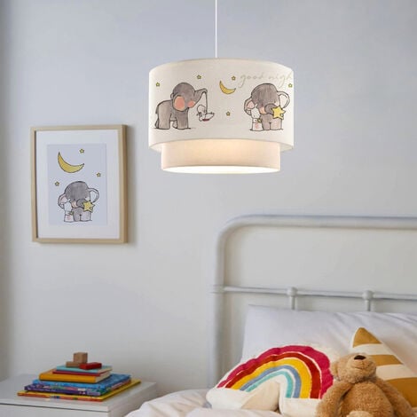 Lampada a Sospensione Lurgan per Cameretta Decorato con Elefante - Bianco lux.pro