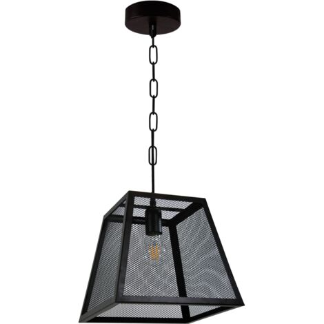 Lampada a sospensione Madera nera metallo E27 29cm Polux