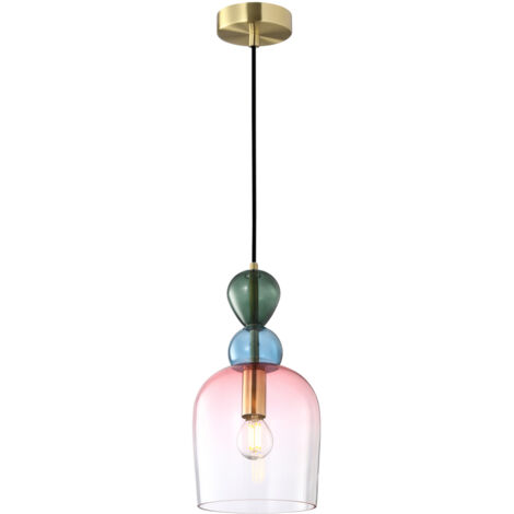 Lampada a sospensione Manso vetro multicolor oro E14 40W Italux