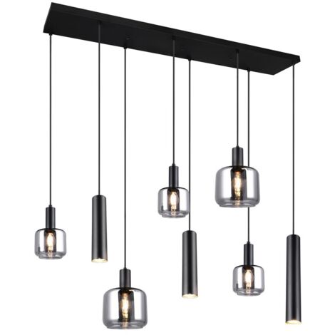 Lampada a sospensione MATARO nera 8 luci vetro Trio