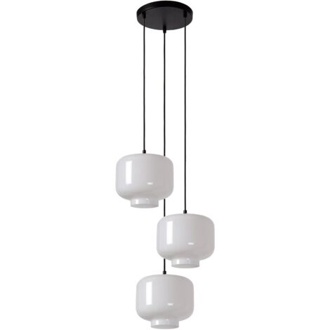 Lampada a sospensione Medine Lucide 3 luci vetro bianco