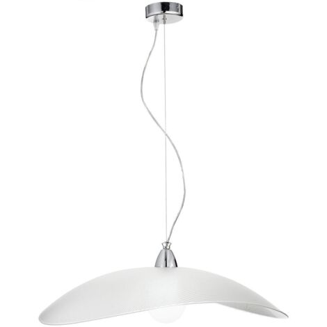 Lampada a Sospensione MELVIN 64cm in Vetro Serigrafato e Metallo Cromato, Attacco E27, IP20, Design Elegante per Interni - Rossini Group