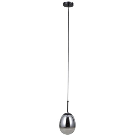 Lampada a sospensione Meolo nera opaca vetro fumé E14