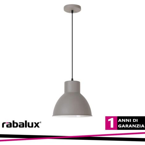 Lampada a sospensione metallo argento metallico Derek Ø27,5cm H: 177 centimetri