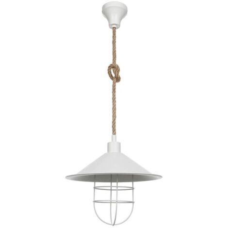 Lampada a sospensione metallo bianco e corda iuta Bulut ASZ0631