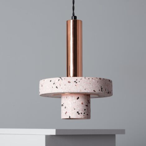Lampada a Sospensione Metallo e Cemento Hestia  Oro Rosa