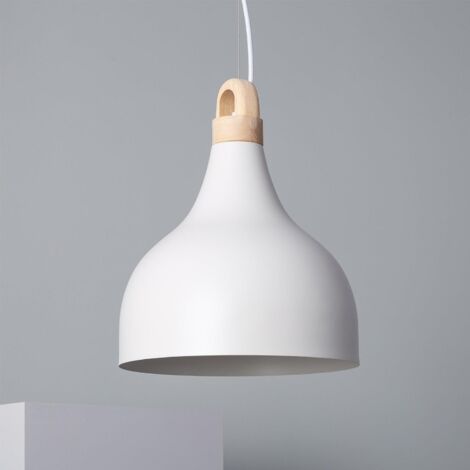 Lampada a Sospensione Metallo e Legno Luxo Bianco280 mm