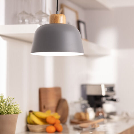 Lampada a Sospensione Metallo e Legno Wawak  Grigio