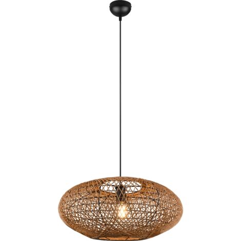 Lampada a sospensione, metallo e sisal, nero, D 52 cm, Hedda