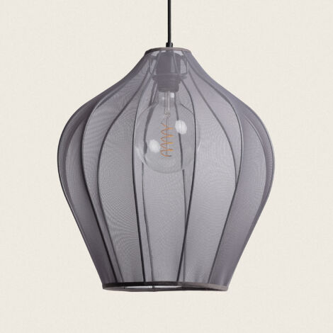 Lampada a Sospensione Metallo e Tessuto Ø400 mm Yara  Grigio Smoke