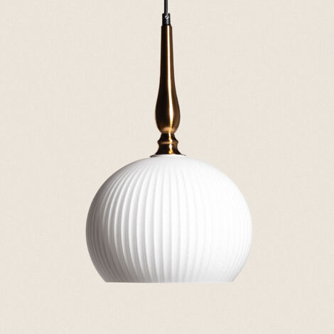 LEDKIA Lampada a Sospensione Metallo e Vetro Belma Bianco