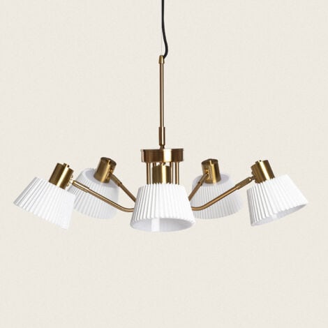 LEDKIA Lampada a Sospensione Metallo Magda 5 Faretti Bianco