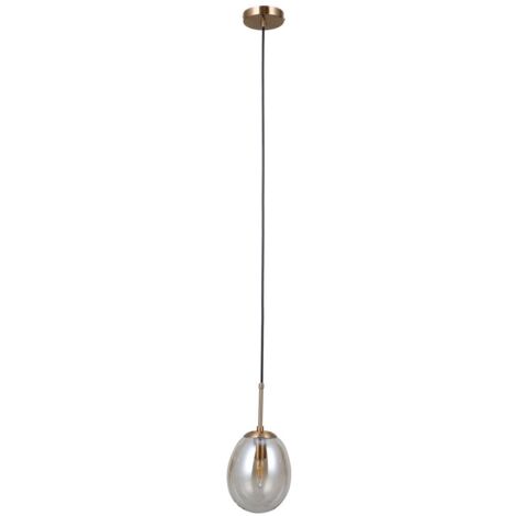 Lampada a sospensione minimal oro vetro ambra E14 Italux