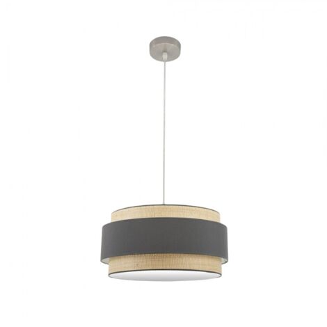 Lampada a sospensione modello Kandy 2xE27 naturale/grigio dimmerabile FABRILAMP