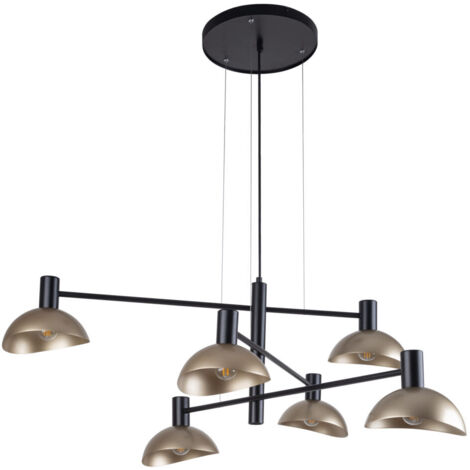 Lampada a sospensione moderna 6 luci nero-oro Artis Sigma