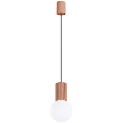 Lampada a sospensione moderna color moka, vetro scanalato, sfera bianca, per soggiorno, sala da pranzo, sopra il tavolo, 1xG9 8W, HALO Sollux Lighting