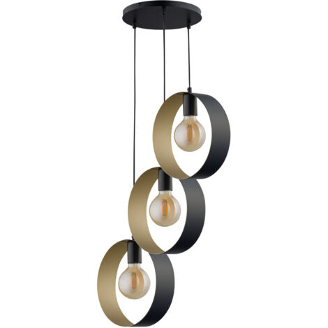 Lampada a sospensione moderna Happy nero oro 3xE27 Sigma