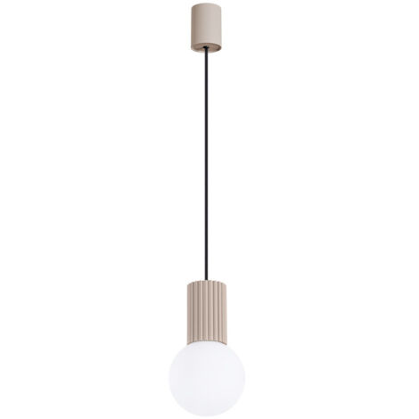 Lampada a sospensione moderna in vetro scanalato color tortora con sfera bianca per soggiorno sala da pranzo sopra il tavolo 1xG9 8W HALO Sollux Lighting