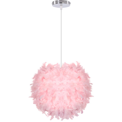 Lampada a Sospensione Moderna Lampadario Piuma Plafoniera Illuminazione Regolabile Ø30CM Rosa