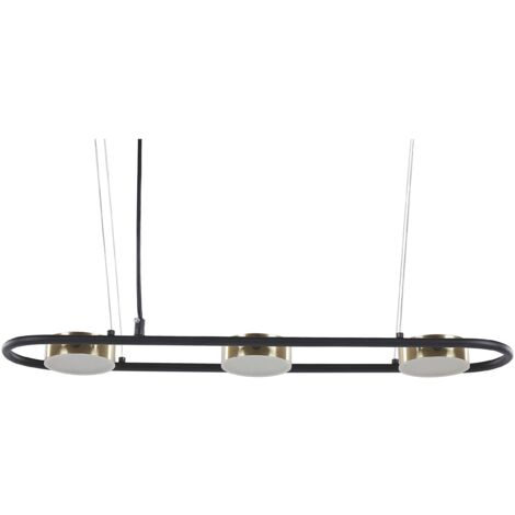 Lampada a sospensione moderna LED integrato 3 luci lampadario a binario metallo nero e ottone Mali