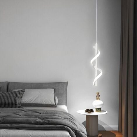 WOTTES Lampada a Sospensione Moderna LED Lampadario a Soffitto Creativa Spirale Bianca Luce Bianco Fredda