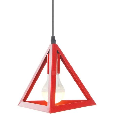 Lampada a Sospensione Moderna Metallo Paralume Sospensione Triangolare Lampadari per Soggiorno Sala da Pranzo e27 Rosso