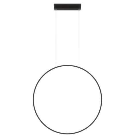 Lampada a sospensione moderna nera per bagno e cucina, anello verticale, Ø60cm, colore variabile, LED, 22W, MIRROR Light Prestige